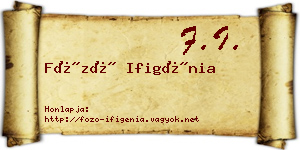 Főző Ifigénia névjegykártya